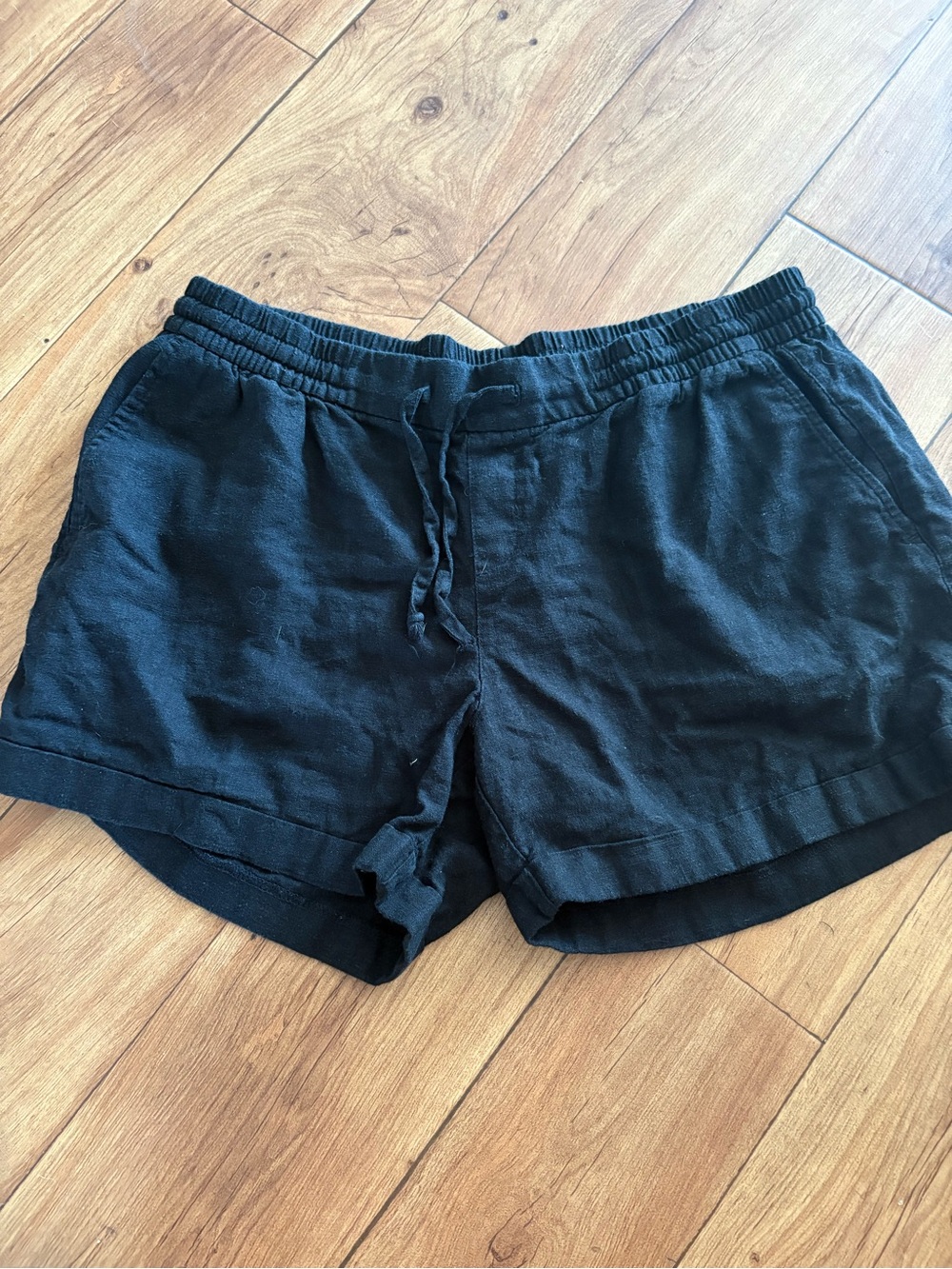 Old Navy Black Linen-Blend Drawstring Shorts